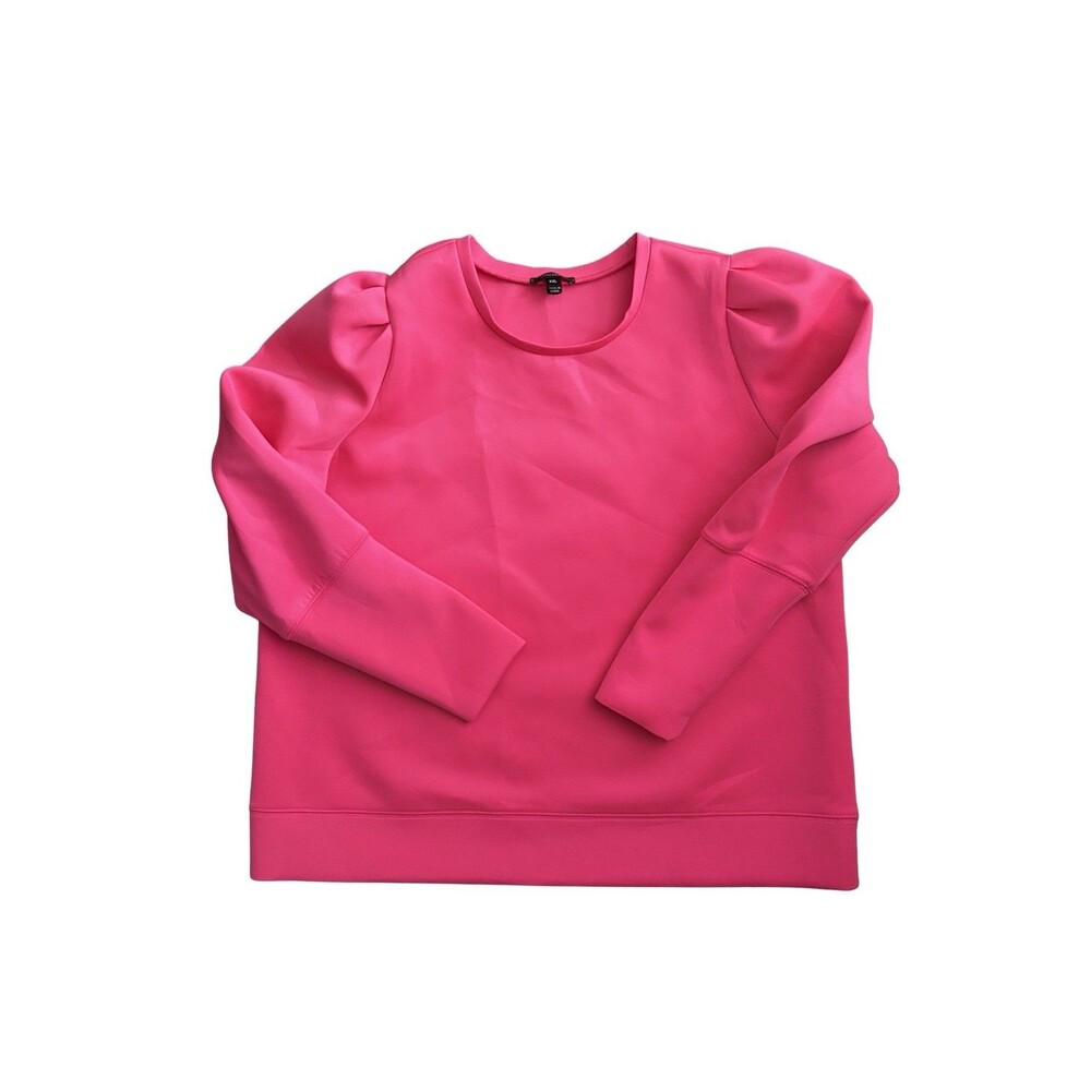 Stella & Dot Hot Pink Puff Sleeve Pullover Sweatshirt Size XXL
